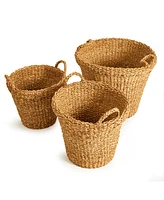 Napa Home & Garden Seagrass Tapered Baskets With Handles And Cuffs, Set Of 3