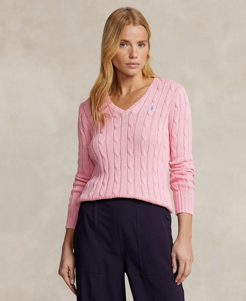 Polo Ralph Lauren Women's Cable-Knit Cotton V-Neck Sweater