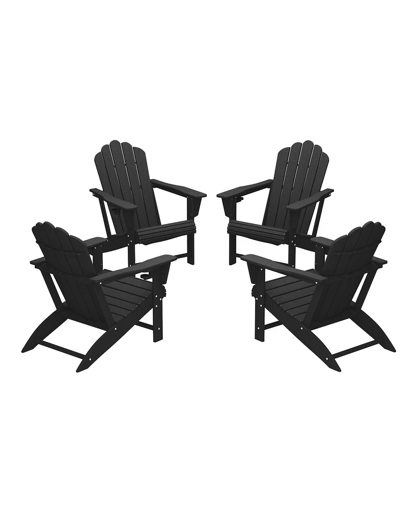 WestinTrends Outdoor Patio Hdpe Adirondack Chairs With Cup Holders (Set of