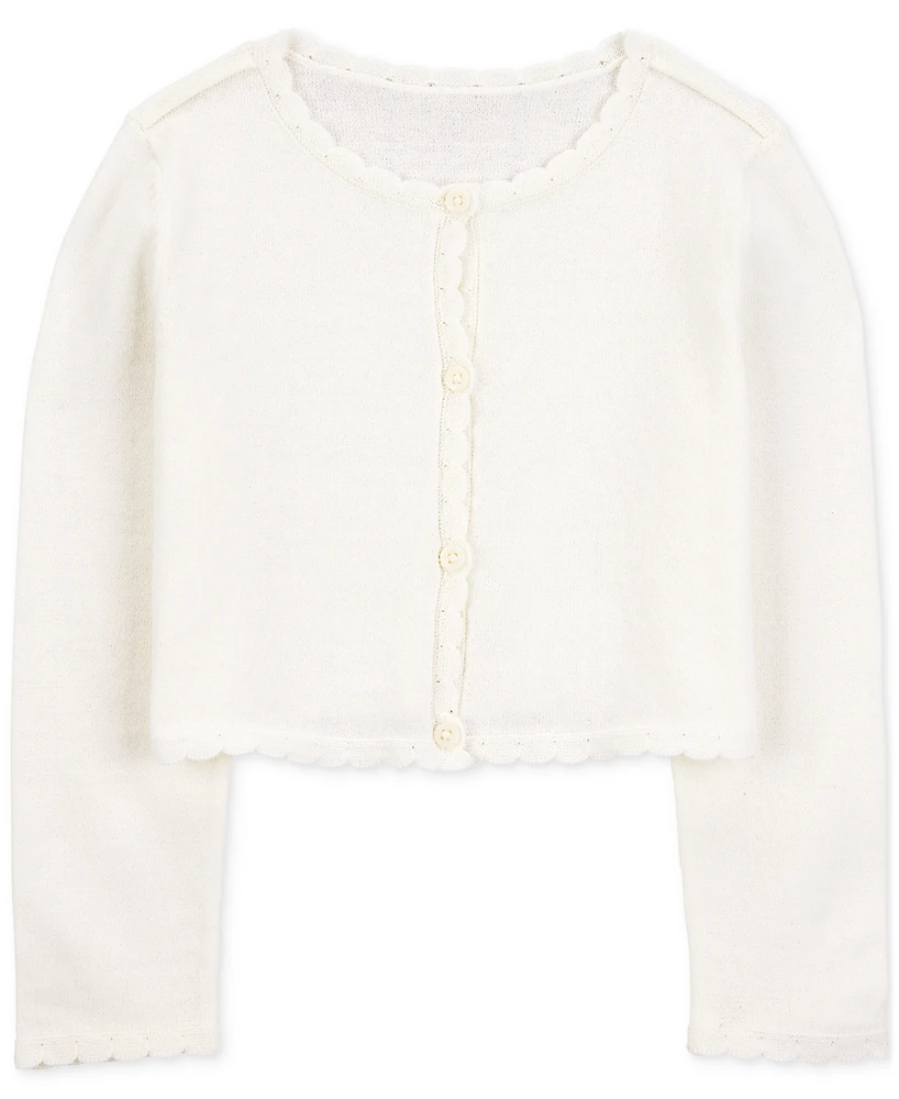 Carter's Toddler Girls Cotton Wave-Trim Cardigan