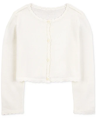 Carter's Toddler Girls Cotton Wave-Trim Cardigan