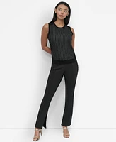 Dkny Women's Mixed-Media Pinstripe Sweater Vest