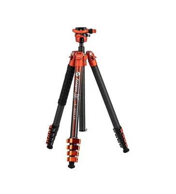 FotoPro X Airfly Orange Tripod with Lightweight 3K Carbon Fiber Legs