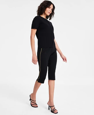 Bar Iii Women's High-Rise Side-Zipper Ponte Capri Pants, Exclusively at Macy's