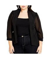 City Chic Plus Drapey Sheer Chiffon Blazer Jacket