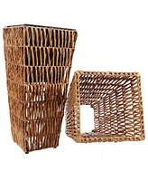 Hyacinth 11" Tall Square Outdoor Planter - Set of 2 Poly-Wicker Planters with Plastic Inlay Fog