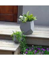 Sunnydaze Decor Outdoor Concrete Planter Set - 2 Lightweight Concrete Pots for Plants - Moondust