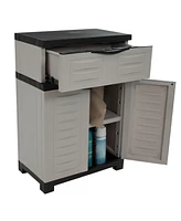 Sunnydaze Decor Plastic Garage Storage Cabinet with Adjustable Shelf - Tool-Free Assembly - Gray - 34.5" H