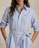 Polo Ralph Lauren Women's Striped Cotton Oxford Belted Shirtdress