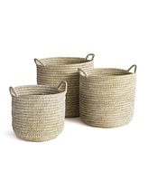 Napa Home & Garden Rivergrass Round Baskets With Handles, Set Of 3