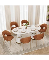 Boyel Living Modern Dining Table And Chairs (6-Person Chair Set), Large Table, Marble Countertop, 70-Inch