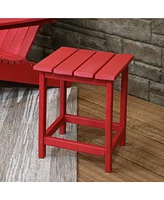 Sunnydaze Decor 14.75-Inch Square All-Weather Adirondack-Style Outdoor Side Table - 100 lb Weight Capacity Red