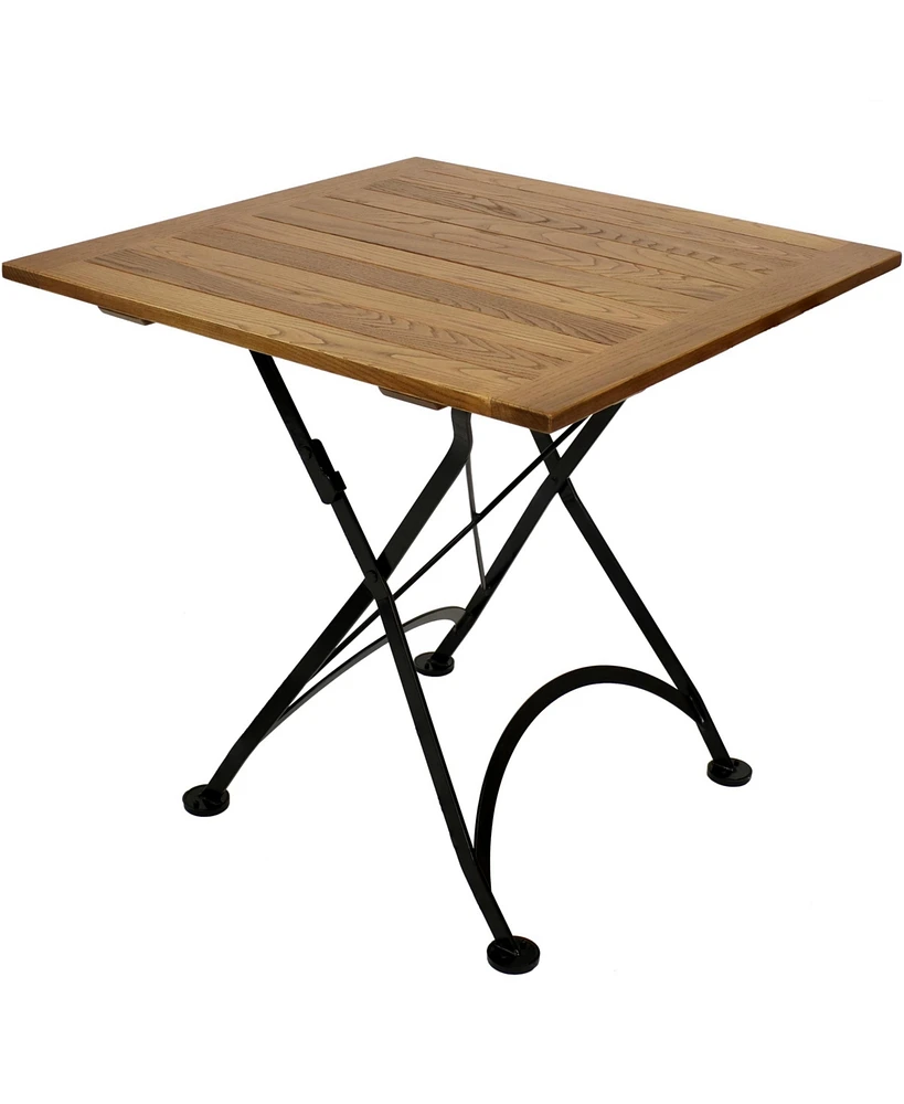 31" Square European Chestnut Wood Folding Square Bistro Table - For Indoor or Outdoor Use