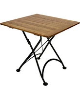 31" Square European Chestnut Wood Folding Square Bistro Table - For Indoor or Outdoor Use