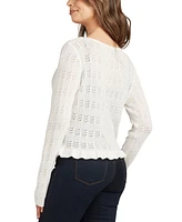 Bcx Juniors' Cotton Flyaway Ruffled-Hem Open-Stitch Cardigan