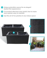 2-Section Polyrattan Rectangle Indoor Planters - 21.5 Inches W x 11.5 D 9.25 H