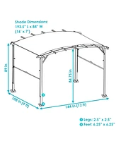 9 x 12 Foot Steel Arched Pergola with Retractable Polyester Canopy - Great for Backyard or Deck Tan