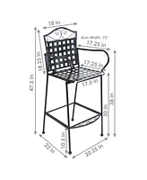 Sunnydaze Decor 47.5-Inch H Wrought Iron Outdoor Bar Chairs with Scrolling Design - Set of 2 - Black