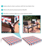 Square Indoor/Outdoor Seat Cushions with Ties - Set of Two 17-Inch Square Chair Pads - Fits a Variety of Dining and Patio Chairs