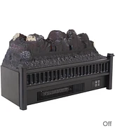 Sunnydaze Decor Heated Log Electric Fireplace Insert Heater - Polypropylene Construction - Great for Existing Fireplaces