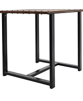 Sunnydaze Decor European Chestnut Rectangular Side Table with Steel Frame