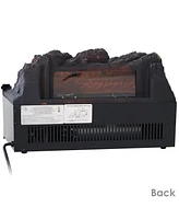 Sunnydaze Decor Heated Log Electric Fireplace Insert Heater - Polypropylene Construction - Great for Existing Fireplaces