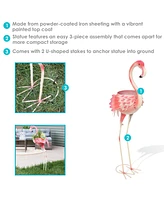 36-Inch Pink Flamingo Outdoor Statue with Flowerpot - Yard Art, Lawn and Garden Sculpture Decor - 5-Inch Planter - Set of 2