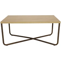 16-Inch H Industrial Coffee Table with Cross Legs - Mdp Tabletop with Powder-Coated Steel Frame and Pvc Feet