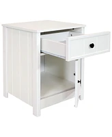 Sunnydaze Decor 23.75-Inch H Beadboard Nightstand with Drawer and Cabinet - End Table for Bedroom or Living Room - White