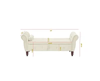 The Pop Home 63" Velvet Storage Ottoman Bench with Crystal Buckle, End-of-Bed 1 Pillow-The