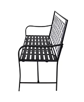 Sunnydaze Decor 2-Person Outdoor Garden Bench - Argyle Diamond Iron Patio Bench - Black - 42.25" W