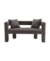 The Pop Home Modern Chenille Loveseat Bench, Comfy Upholstered 2-Seater Sofa for Living Room, Bedroom, & Leisure Areas-The