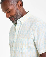 Club Room Men's Racket Regular-Fit Stretch Geo-Print Button-Down Poplin Shirt, Exclusively at Macy's