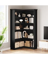 gaomon Farmhouse Bookshelf Corner Bookcase 72.8” Large Bookcase Wood Bookshelf Tall L Shaped Bookshelf