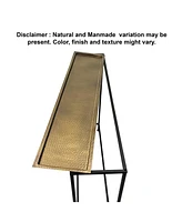 Slickblue Console Sofa Table with Artisanal Hammered Antique Bronze Tray Top for Elegant and Unique Decor