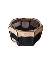 Armarkat PP003BGE-xl Portable Pet Playpen In Black and Beige Combo