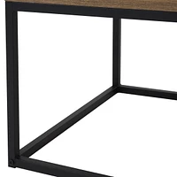39-Inch W Industrial-Style Coffee Table with Removable Serving Tray with Pvc Feet - Aluminum Tray Handles