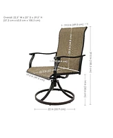 High-Back Swivel Patio Chairs - Sling Outdoor Dining Chairs Set of 2 - For Patio or Deck - Brown