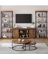 gaomon Bookshelf Industrial Bookcase Wooden Storage Open Rack Shelf with Metal Frame