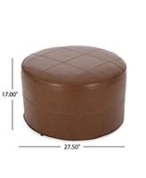 The Pop Home Brown Faux Leather Ottoman, Footrest & Side Table for Living Room and Bedroom-The Pop Home