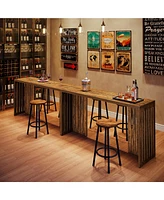 Tribesigns Bar Table, 63-Inch Counter Height Pub Table, Industrial Bar Height Table, Rectangular High Top Kitchen & Dining Counter Tables with Louvere