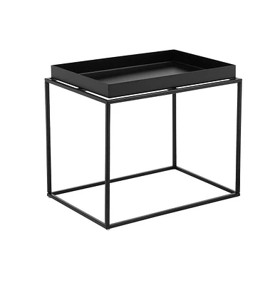 Slickblue Side End Table with Tray Top and Open Cubic Metal Frame for Modern Stylish Decor