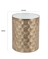 Slickblue Side Table with Iron Base, Mirrored Tabletop, and Hammered Texture for Elegant Home Accent