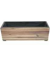 Sunnydaze Decor Indoor/Outdoor Rectangular Wood Planter Box - 24.25" Acacia with Removable Liner Anthracite Stain