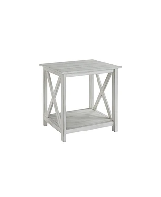 Slickblue 1 Open Shelf End Table with X-Shaped Accents Stylish and Functional Storage for Living Room or Bedroom