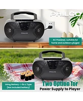 Philco Wired Bluetooth Boombox with Cd & Cassette Player Cassette Recorder, Bluetooth Audio MP3/Wma/Cd-r/Cd-rw Compatible, Fm Radio, Aux & jack