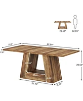 Tribesigns Dining Table for 4 to 6 People, 63" Rectangular Dining Room Table, Modern Wooden Faux Marble Dinner Table with Sturdy Base for Kitchen