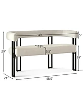 Maison Boucle Velvet Upholstered 2-Seater Bench, Modern Loveseat Sofa for Living Room, Bedroom, or Entryway-Maison