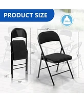 4/6/10-Pack Folding Chair Set with Fabric Upholstered Padded Seat Metal Frame for Home Office Dining Room-10 Pack
