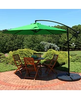Outdoor Cantilever Offset Patio Umbrella - Outside Waterproof Polyester Shade Steel Pole Air Vent, Cross Base and Crank Deck, Backyard Pool